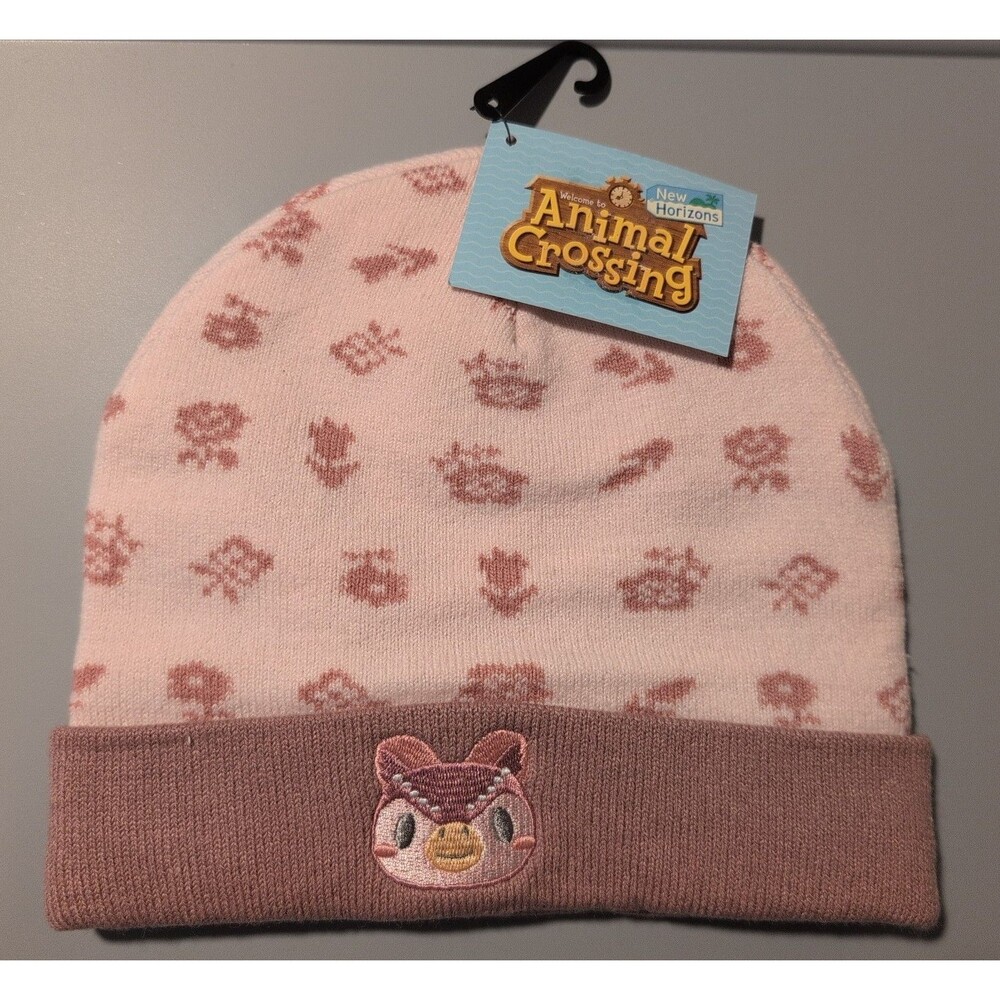 NWT Nintendo Animal Crossing New Horizons Celeste Pink Floral Knit Beanie
